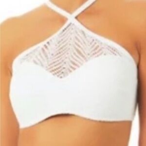 Time & Tru White Mesh Halter Neck bikini Top size 2x 20w - 22w plus size NWT